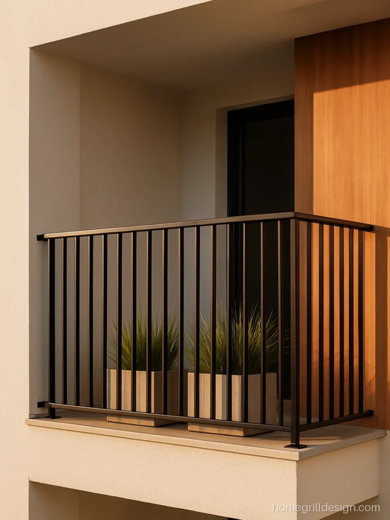 SS grill design for balcony in square tubes with black finish
