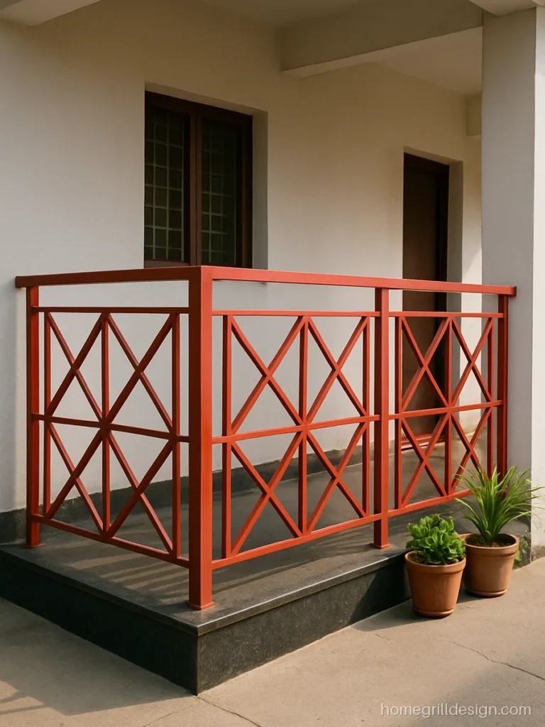 Lohe ki railing new design in red with geometric triangles