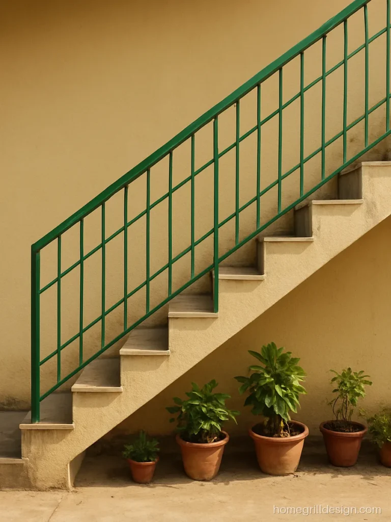 Grill design for steps outside on a first floor external stair